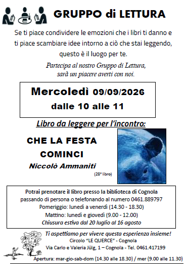 Locandina dell'evento: Gruppo di lettura
