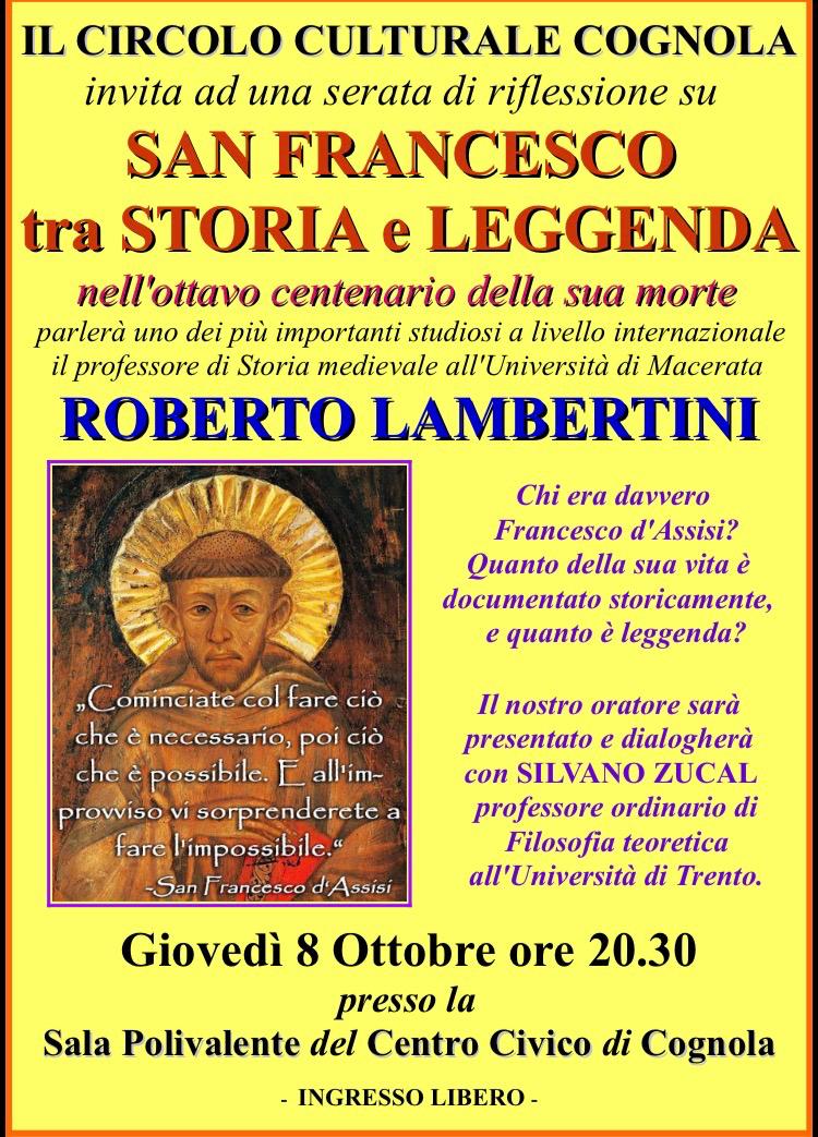 Locandina dell'evento: SAN FRANCESCO TRA STORIA E LEGGENDA